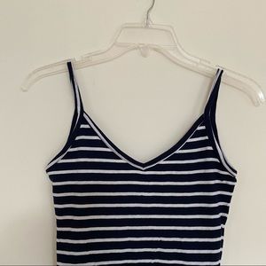 Atmosphere Black and White Cotton Tank Spaghetti Strap V Neck Dress